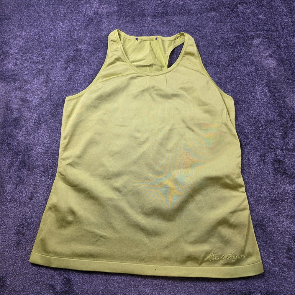Ralph Lauren Purple Label Silk Racerback Tank Top Womens L Yellow /Lime $590